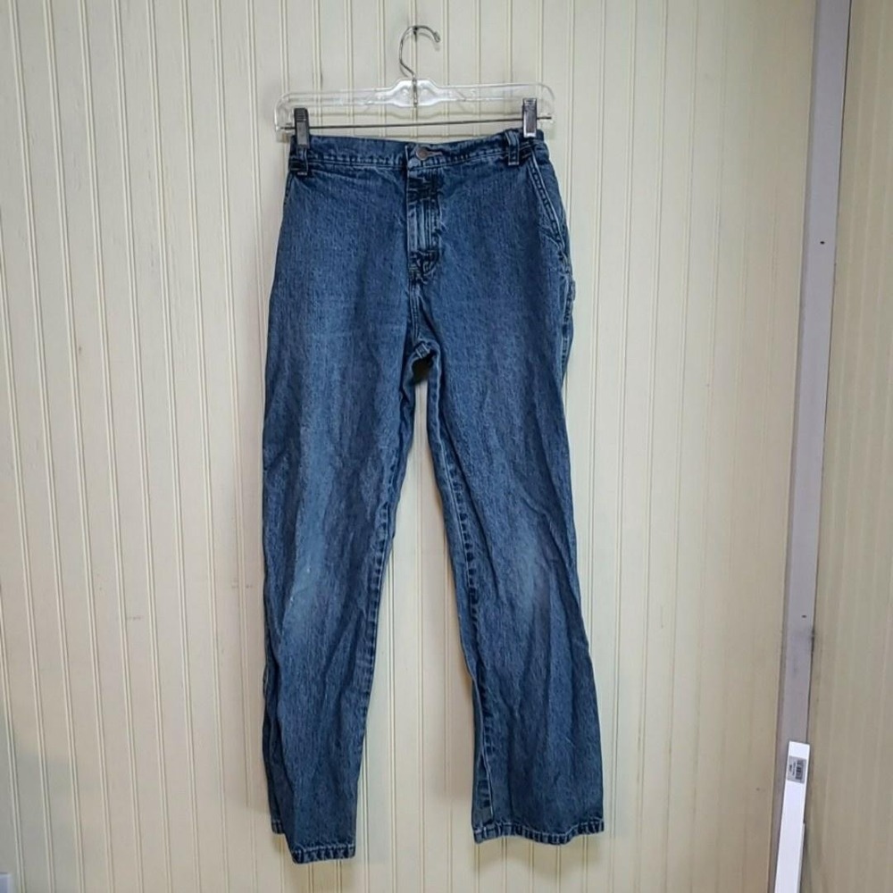 Wrangler Jeans Womens 16 Regular Blue Wash Relaxed Straight Cargo Denim 34x27